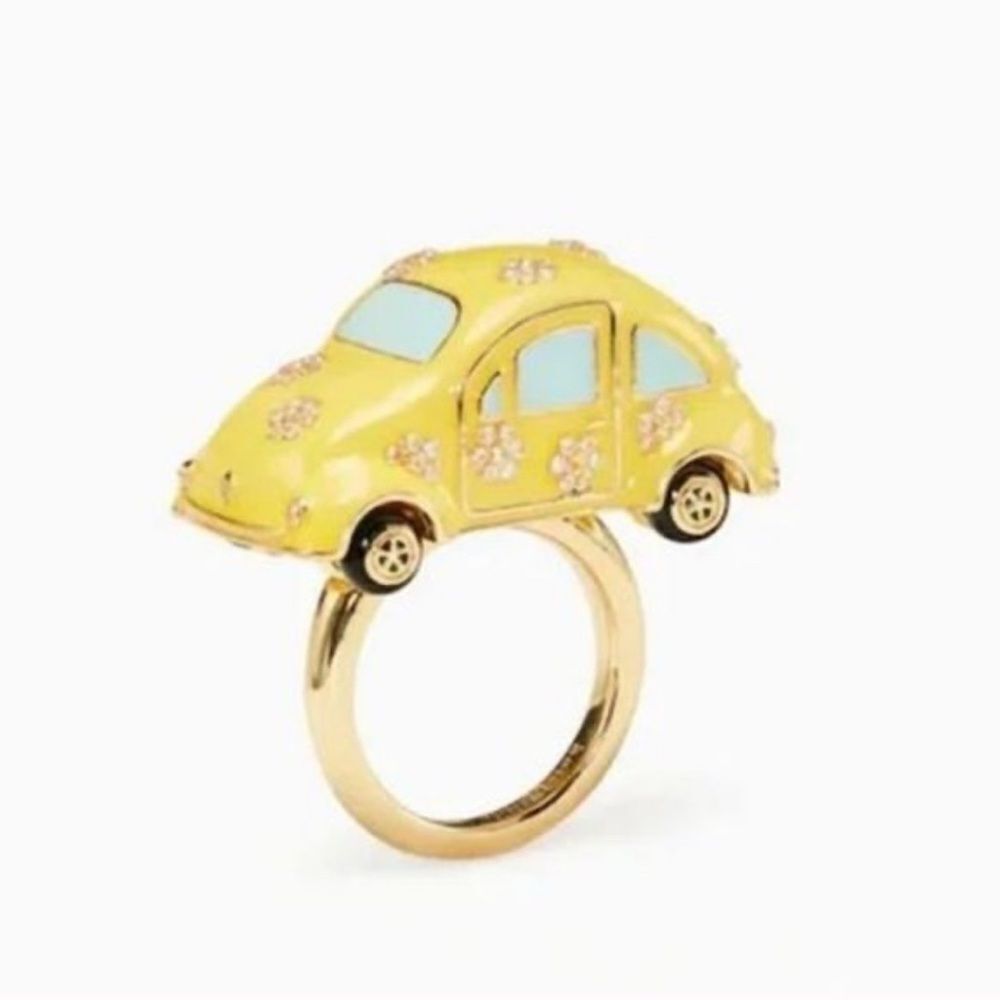 Kate Spade Off We Go Yellow & Gold Tone Ring. Adorable!